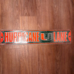 NCAA Miami Hurricanes Metal Street Sign 24" X 5" S Wall Art New The U UM